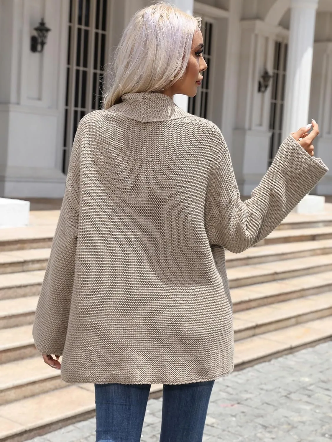 Womens Open Front Cardigan Long Sleeve Shrugs Loose Casual Solid Belted Knit Draped Sweater Outwear