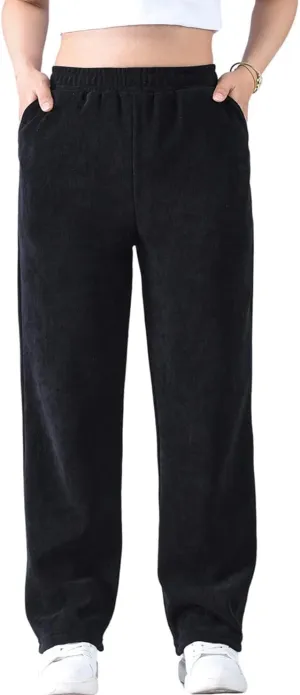 Zoulee Women's High Rise Utility Straight Leg Corduroy Drawstring Pants