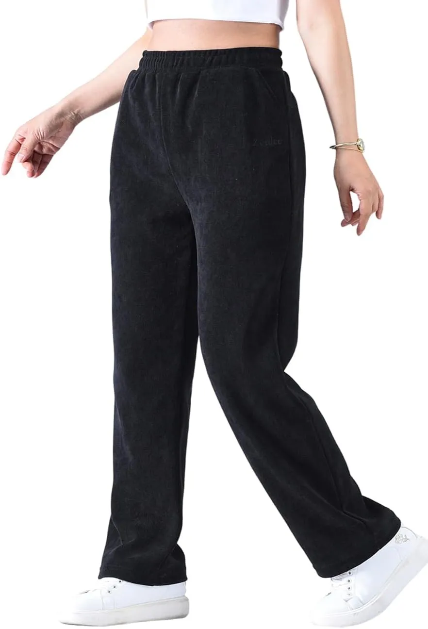 Zoulee Women's High Rise Utility Straight Leg Corduroy Drawstring Pants
